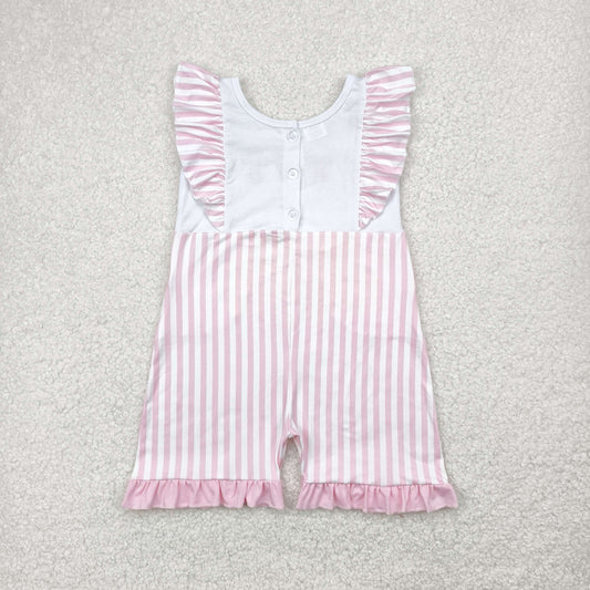 SR3025 Baby Girls Flutter Sleeves Pink Bows Pockets Jumpsuit 4.29