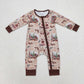 LR1014 Bamboo Antler Turkey brown zip-up long-sleeved onesie