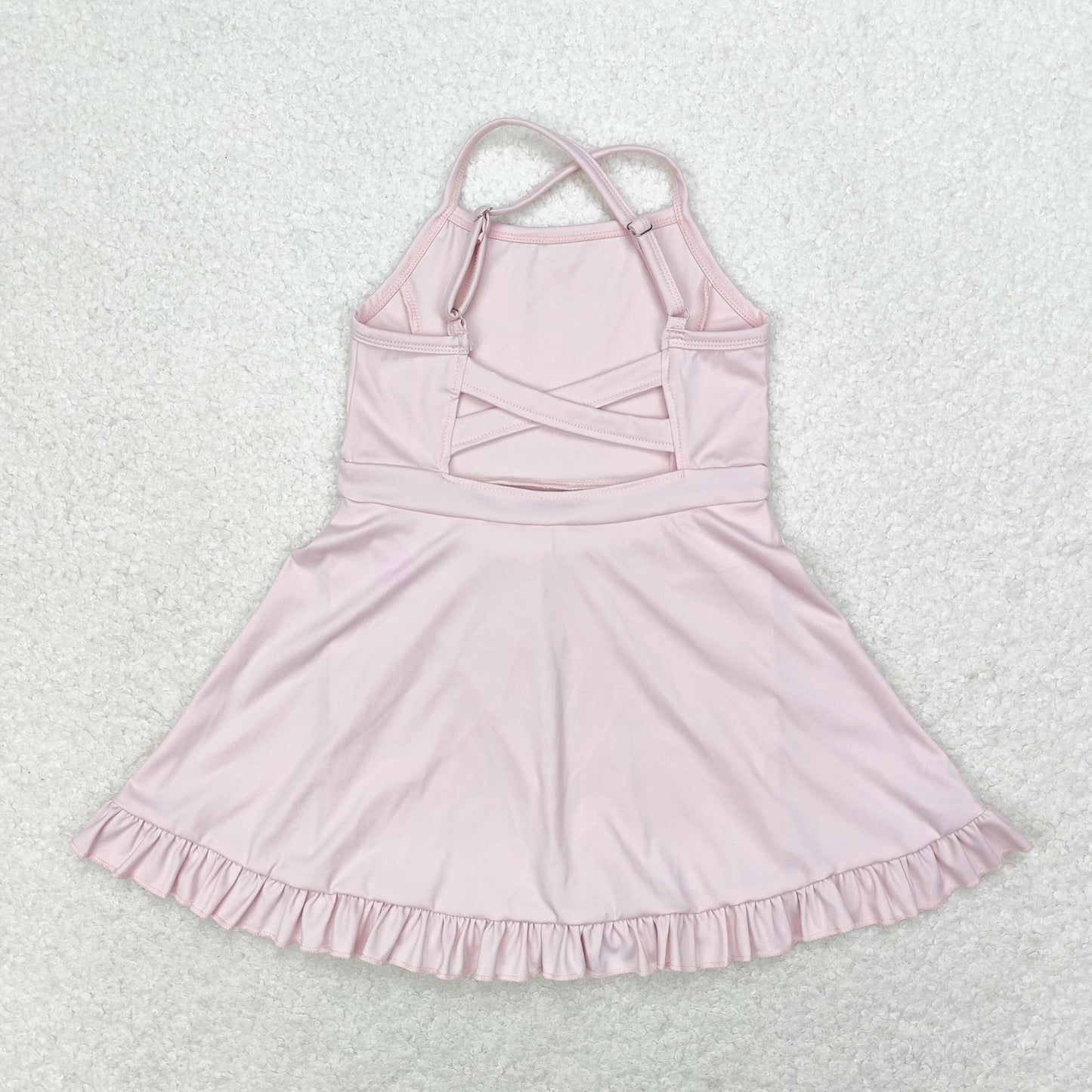 S0443 Solid Pink Sportswear Skirt Swimsuit