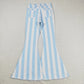 Mommy&Me Baby Girls Blue Stripes Bell Flare Denim Pants