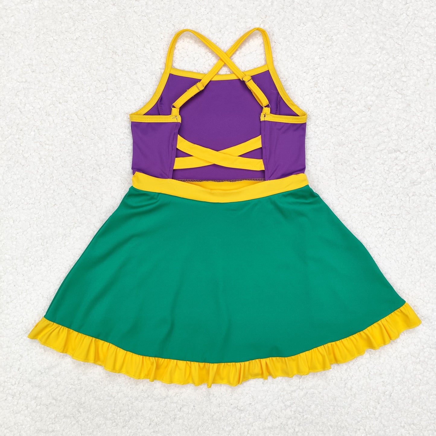 GSD1431 Baby Girls Purple Mardi Gras Athletic Active Wear Knee Length Dress