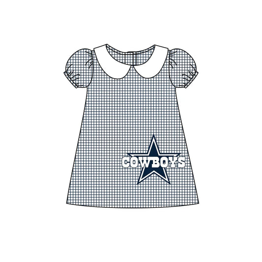Baby Girls Cowboys Short Sleeve Team Knee Length Dresses Preorder(moq 3)