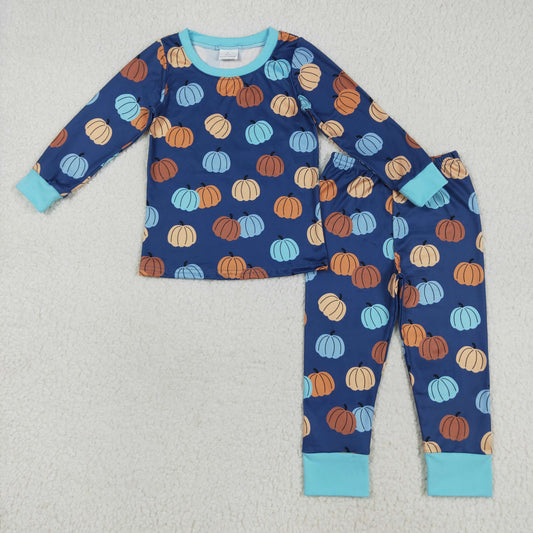 BLP1153 Baby Boys Long Sleeves Colorful Pumpkins Top Pant Pajamas Set 7.25