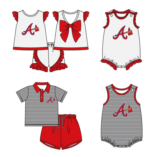 Sibling Boys Baby Girls AL Team Rompers Clothes Sets preorder(moq 3)