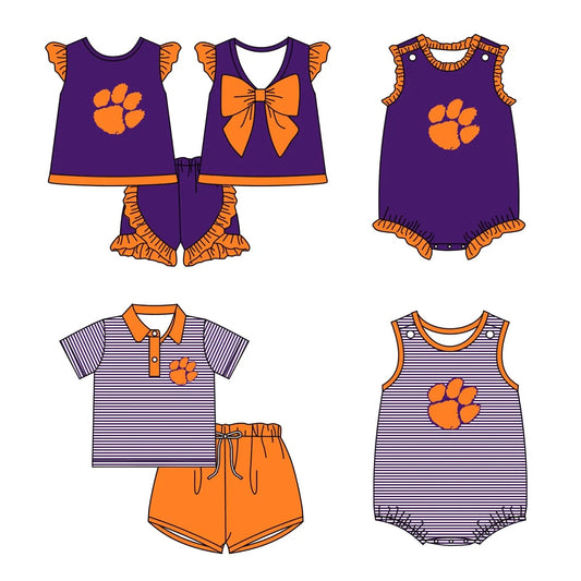 Sibling Boys Baby Girls Bengals tiger Team Rompers Clothes Sets preorder(moq 3)