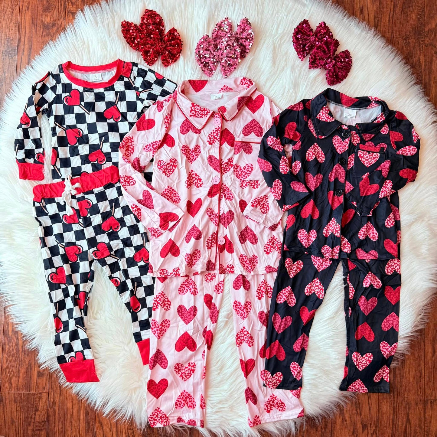 Sibling Baby Girls Valentines Shirt Pants Pajamas Clothes Sets C11.4