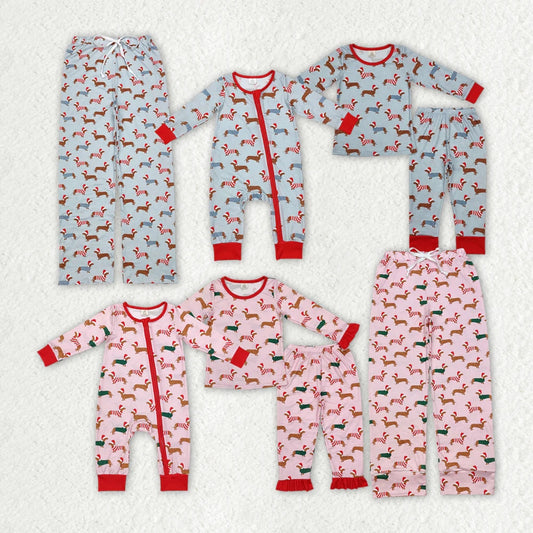 Family Girls Boys Christmas Dachshund Pajamas Rompers Clothes Sets