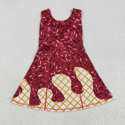 GSD2749 Baby Girls Dark Red Drip Sleeveless Shorts Team Yoga Active Knee Length Dress 7.29