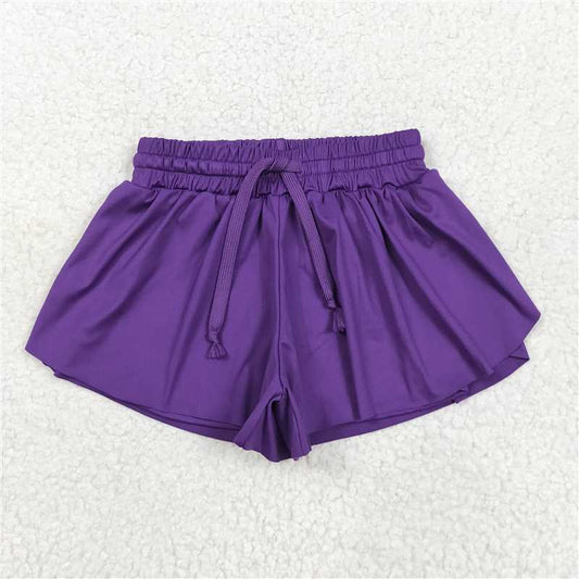 RTS SS0602 Baby Girls Purple Yoga Shorts Bottoms Comfortable Cotton Infant Girls' Loose Fit Drawstring Pants for Toddlers