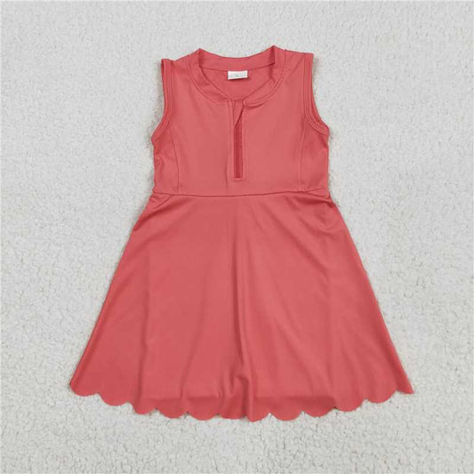 RTS GSD2091 Baby Girls Coral Zip Active Skort Yoga Dress Knee-Length Girls' Clothing Active Wear