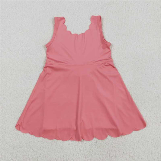 RTS GSD2371 Baby Girls Pink Sleeveless Yoga Knee-Length Dresses Soft Cotton Comfortable Fit Girls Summer Dress