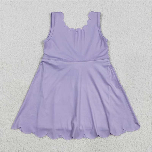 RTS  GSD2372 Lavender Baby Girls Sleeveless Yoga Dress Knee Length Girls Lavender Yoga Dress Baby Girls Clothing