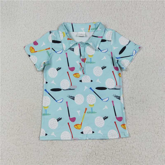 RTS BT1234 Baby Boys Top Baby Boys Blue Short Sleeves Golf Button Polo Shirts Tops