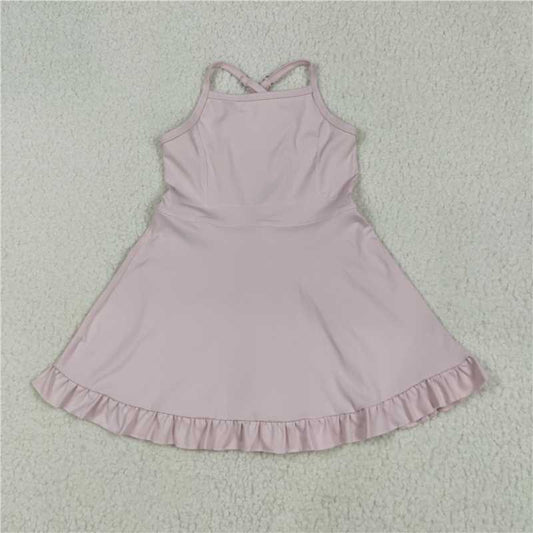 RTS S0553 Baby Girls Pink Knit Knee-Length Active Wear Dresses Infant Casual Fashion Clothes for Girls