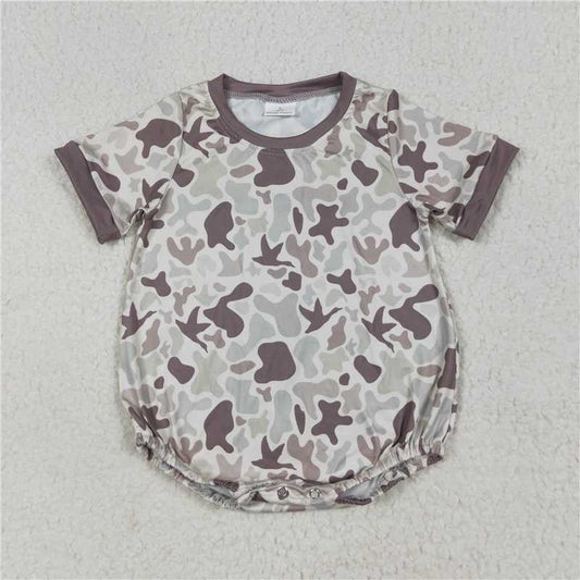 RTS SR3141 Baby Boys Romper Baby Boys Short Sleeves Khaki Ducks Camo Rompers
