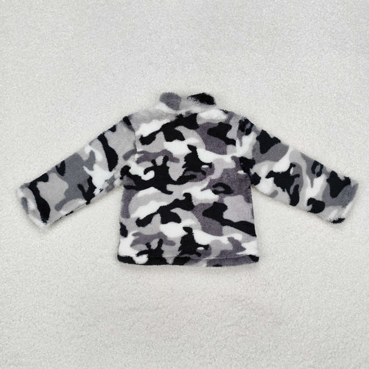 BT0744 Baby Boys Grey Fall Camo Zip Pullovers Tee Tops