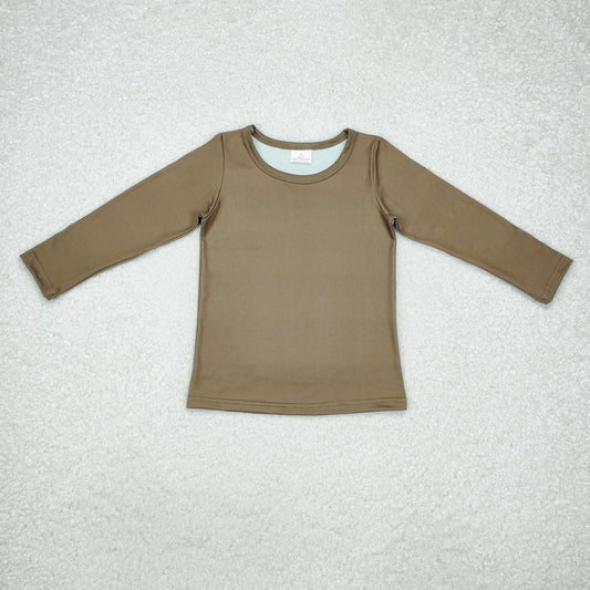 GT0799 Baby Kids Toddler Olive Green Long Sleeve Tee Shirts Tops