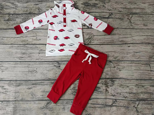 Baby Boys Pig Red Teams Pullovers Shirts Top Pants Clothes Sets preorder(moq 3)