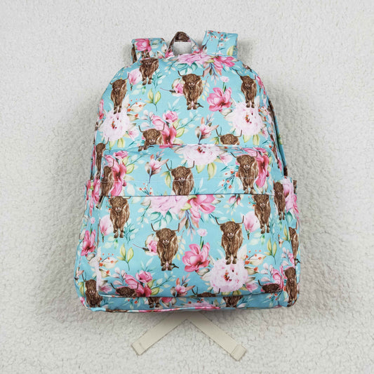 BA0081 Alpine Cow flower light blue backpack