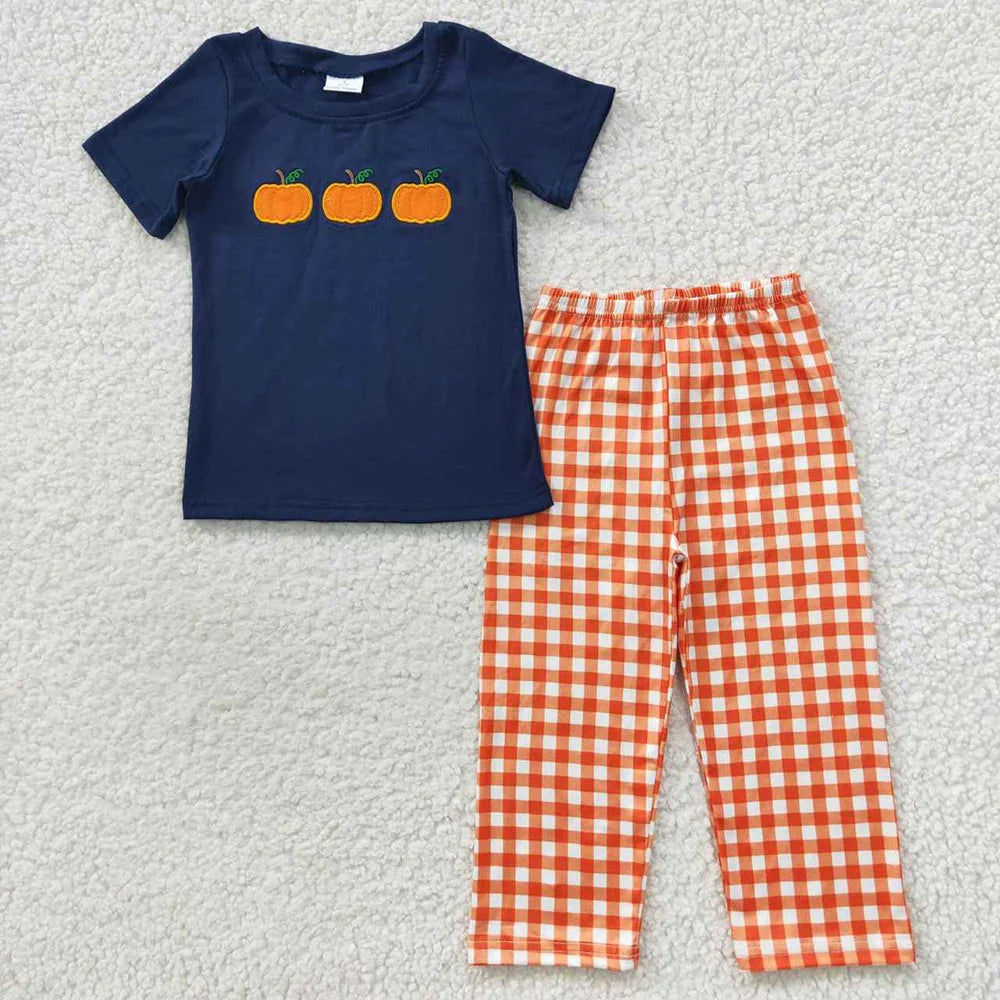 Sibling Baby Boys Dogs Pumpkin Tops Pants Outfits Clothes Sets 6.26
