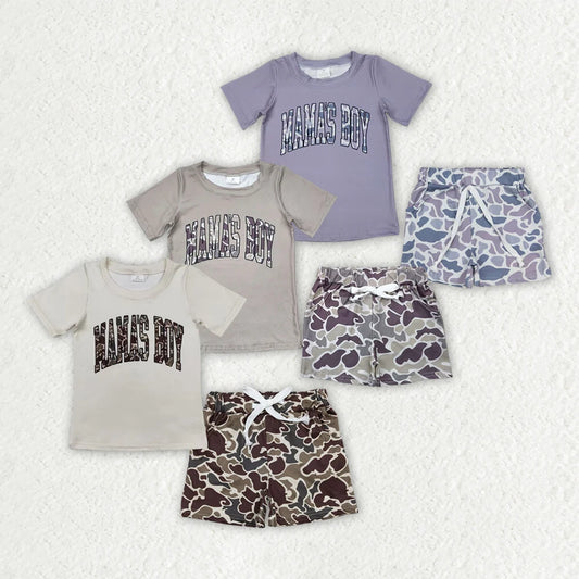 Sibling 3 Colors Baby Boys Mama's Boy Tops Camouflage Shorts Outfits 4.29