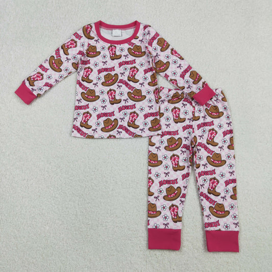 GLP2664 Baby Girls Howdy Boots Plaid Top Pants Western Pajamas Set C11.1