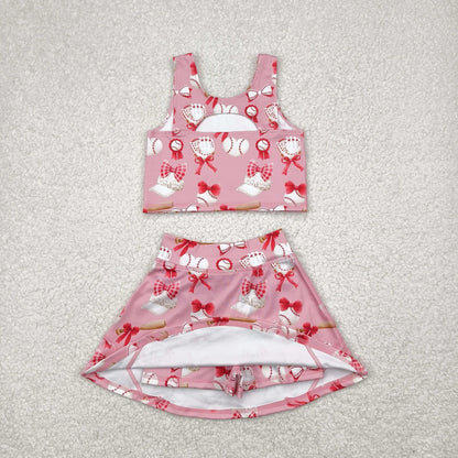 Sibling Baby Girls Football Baseball Cheer Yoga Active Wear Top Shorts Skirts Clothes Sets 4.29