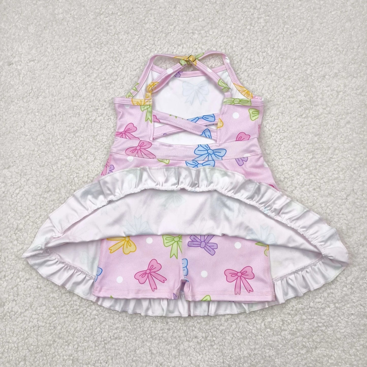 Sibling Baby Girls Strap Bows Floral Camo Print Yoga Activity Wear Ruffle Knee Length Dresses 4.26