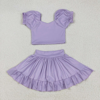 GSD2099 Baby Girls Lavender Yoga Shirt Skirt Active Wear Clothes Set 5.9
