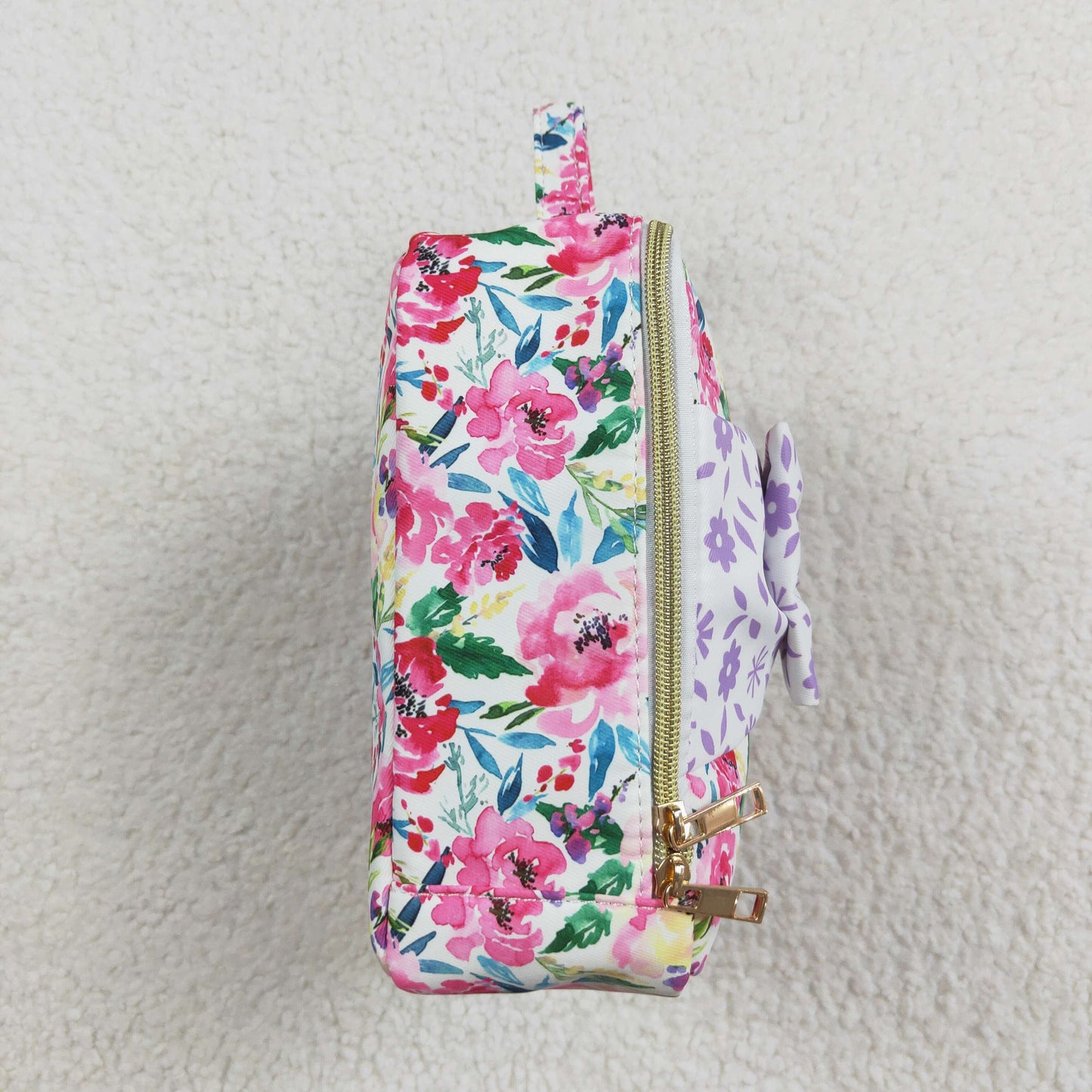 BA0102 Flowers Purple Floral Bow Dinner Bag Lunch Box Bag