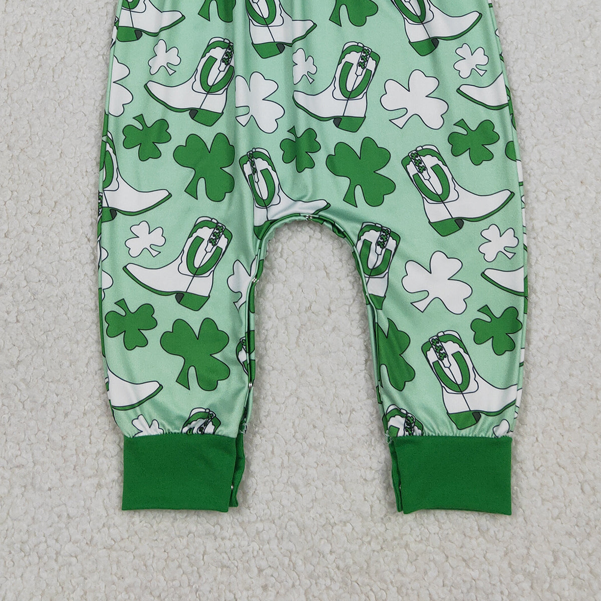 RTS SR3783 Baby Girls Flutter Sleeve Clovers Boots St Patrick Rompers