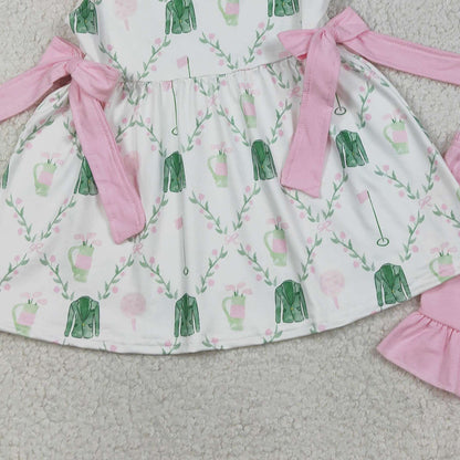 RTS GSSO3063 Baby Girls Flowers Golf Checked Bows Tunic Ruffle Shorts Clothes Sets