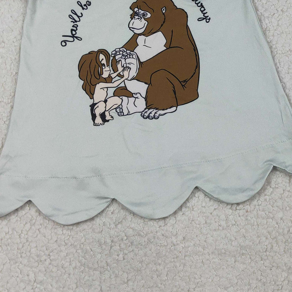 RTS GSSO2906 Baby Girls Cartoon Monkeys Scallop Tunic Checked Pockets Shorts Clothes Sets