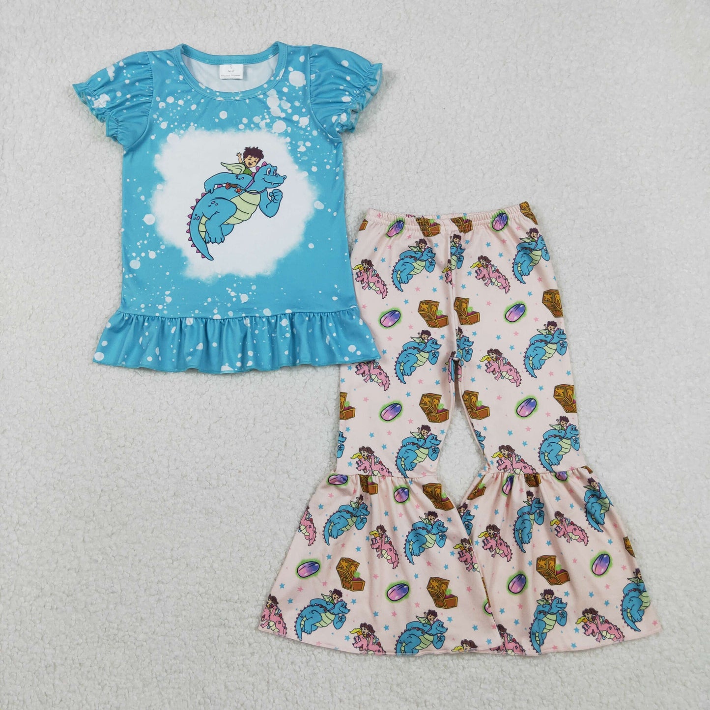 GSPO2137 Baby Girls Cartoon Ruffle Top Bell Bottom Pants Clothes Set C11.15