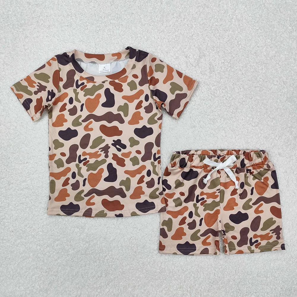 Sibling 3 Colors Baby Boys Camouflage Hunting Shirt Shorts Outfits Sets 4.29
