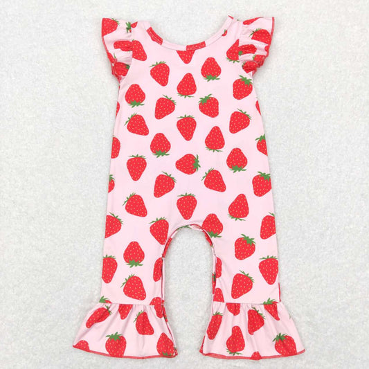 SR0561 Strawberry pink flying sleeve onesie