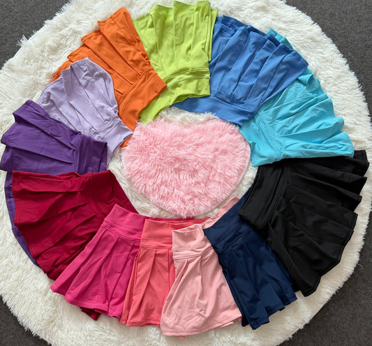 Sibling (7-12）Baby Girls 12 Colors Yoga Active Colorful Short Skirts Bottoms 8.1