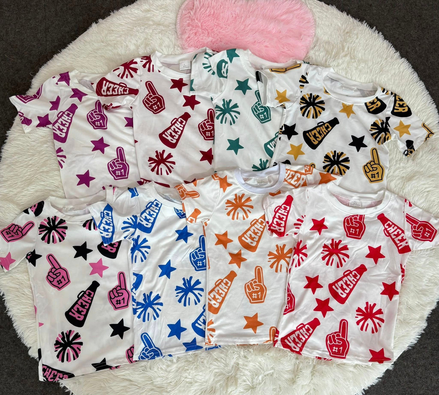 8 Colors Sibling Baby Girls Cheer Team Tee Shirts Tops 7.22