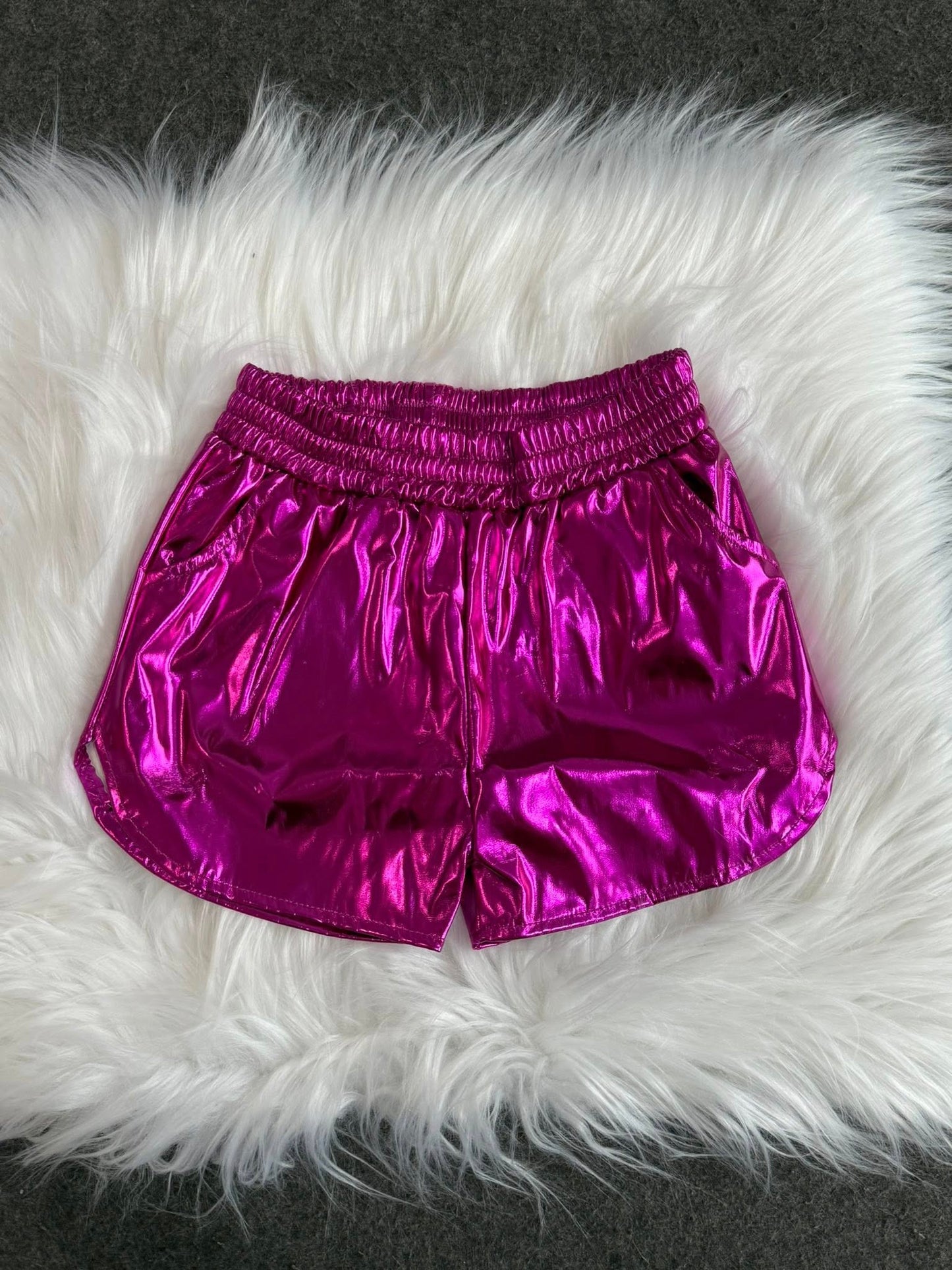 SS0412 Baby Girls Purple Pocket Leather Elastic Bottom Shorts