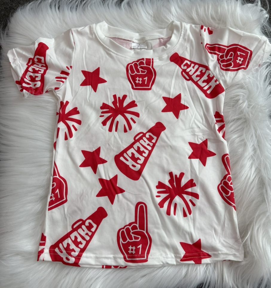 8 Colors Sibling Baby Girls Cheer Team Tee Shirts Tops 7.22