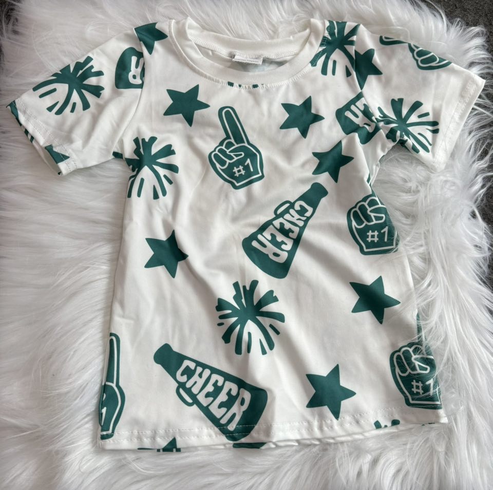 8 Colors Sibling Baby Girls Cheer Team Tee Shirts Tops 7.22