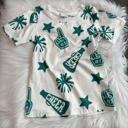 8 Colors Sibling Baby Girls Cheer Team Tee Shirts Tops 7.22