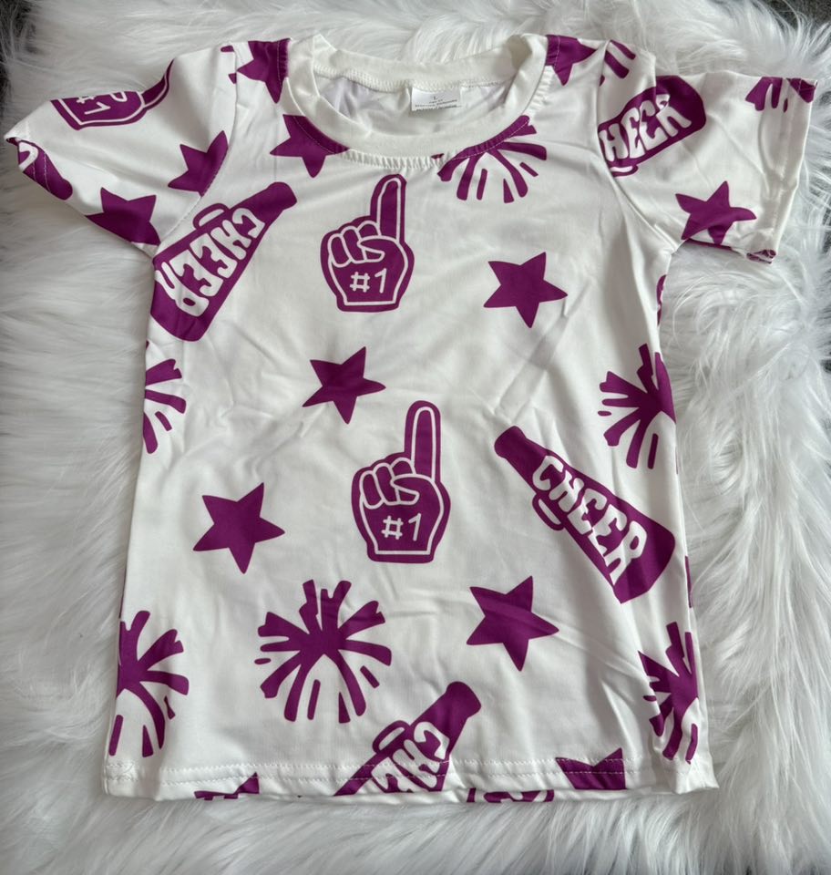 8 Colors Sibling Baby Girls Cheer Team Tee Shirts Tops 7.22