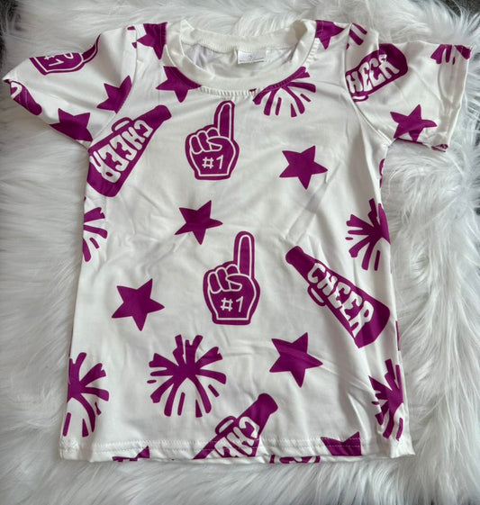 8 Colors Sibling Baby Girls Cheer Team Tee Shirts Tops 7.22