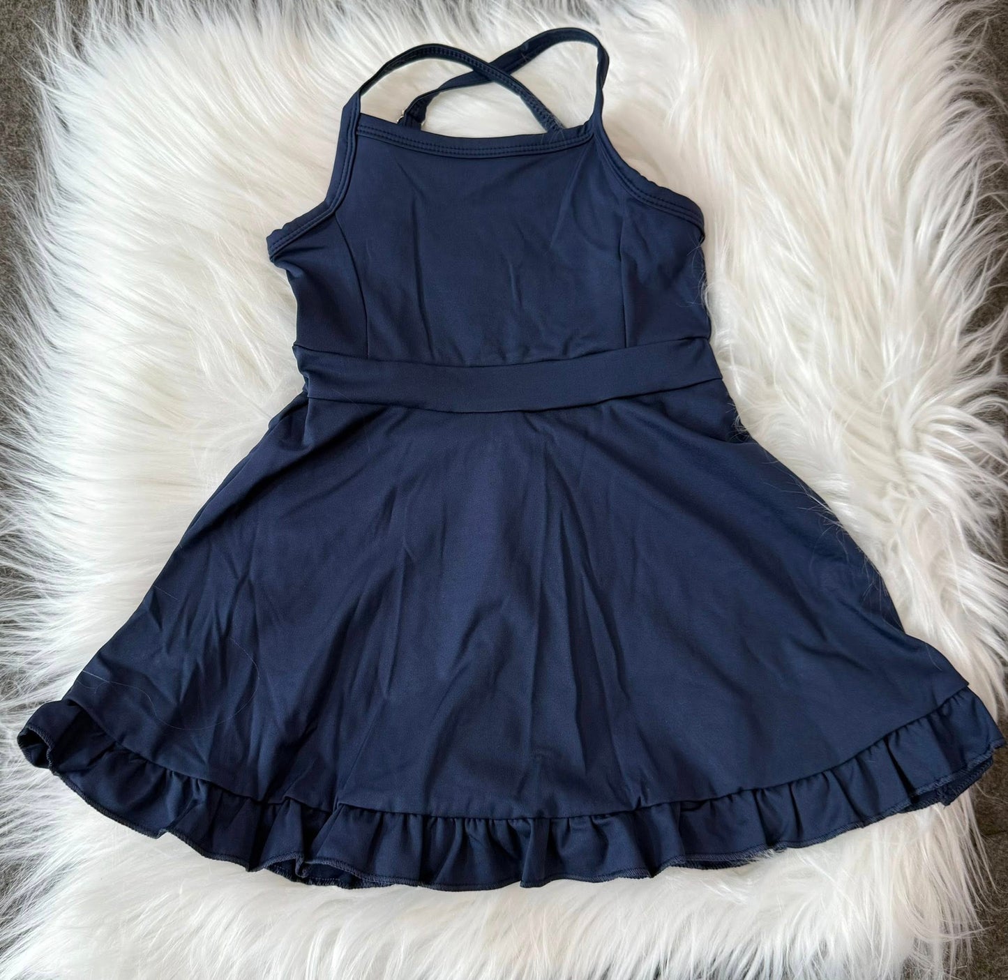 S0456 Baby Girls Navy Athletic Active Wear Knee Length Dress