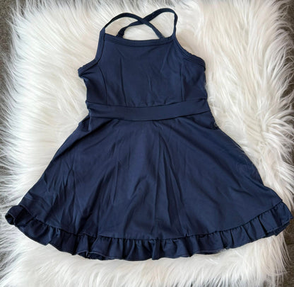 S0456 Baby Girls Navy Athletic Active Wear Knee Length Dress