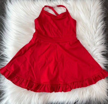 S0453 Baby Girls Red Athletic Active Wear Knee Length Dress