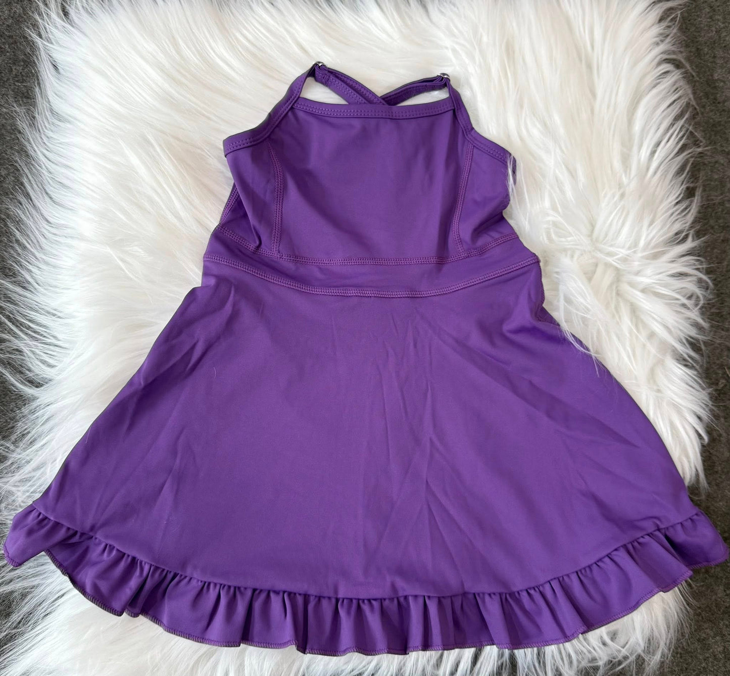 S0554 Baby Girls Purple Athletic Active Wear Knee Length Dress 5.24