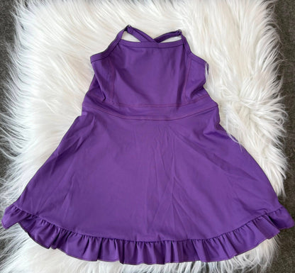 S0554 Baby Girls Purple Athletic Active Wear Knee Length Dress 5.24