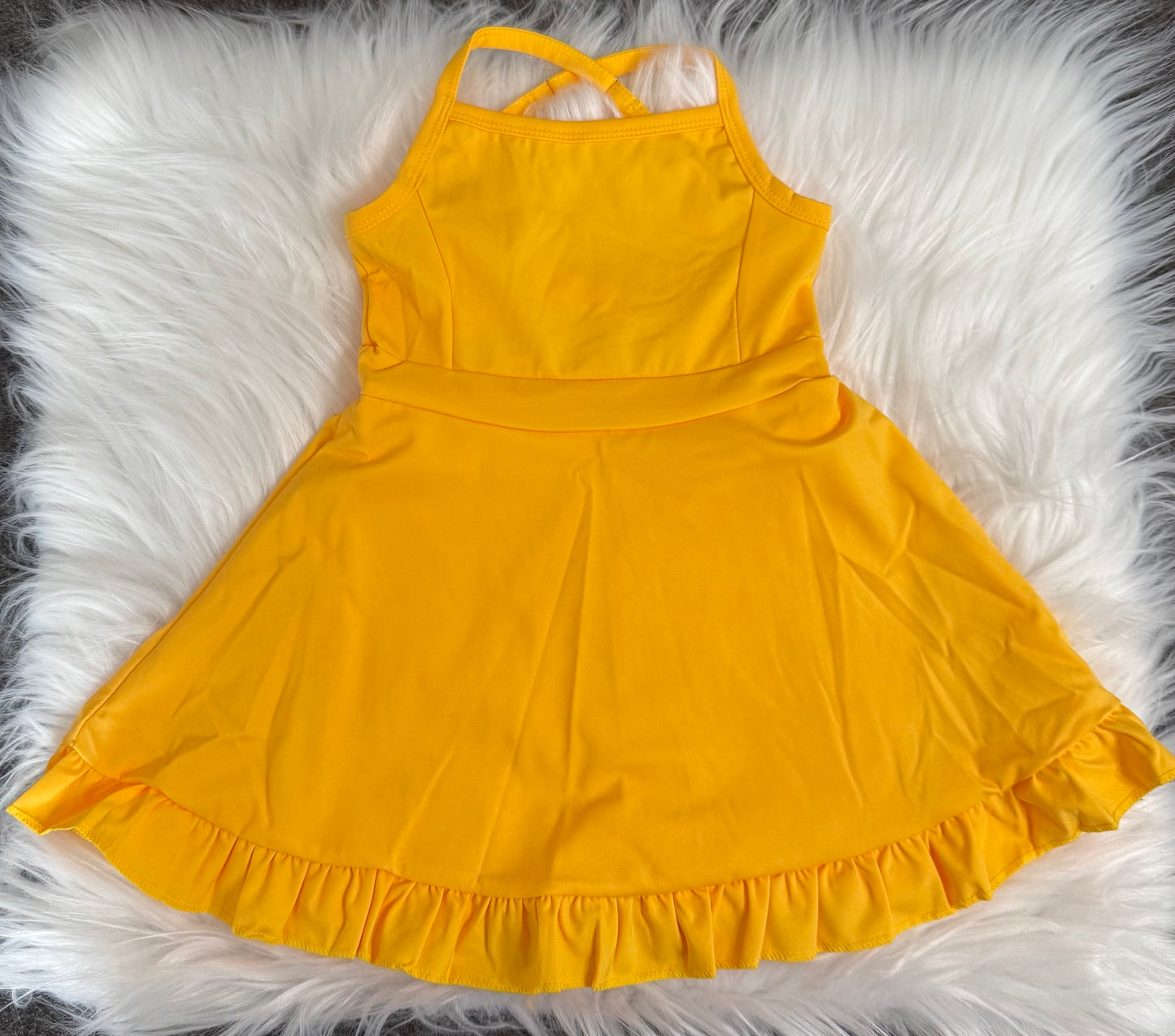 S0455 Baby Girls Yellow Athletic Active Wear Knee Length Dress